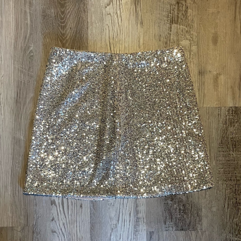 Banana Republic Silver Sequin Pencil Skirt